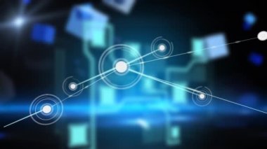 Animation of network of connections over black background. Global business and digital interface concept, digitally generated video.