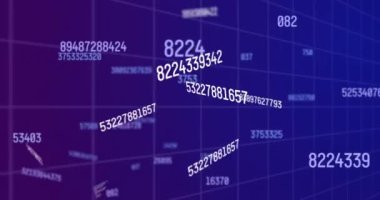 Mavi arkaplanda veri işleme animasyonu. küresel teknoloji, bilgisayar ve dijital arayüz kavramı dijital olarak oluşturulmuş video.