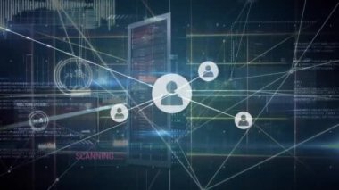 Animation of network of connections over data processing. Global business and digital interface concept digitally generated video.