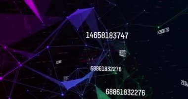 Siyah arkaplanda veri işleme ve bağlantı ağının animasyonu. Küresel teknoloji, bilgisayar ve dijital arayüz kavramı dijital olarak oluşturulmuş video.