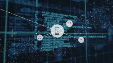 Veri işleme üzerinden bağlantı ağının animasyonu. küresel iş ve dijital arayüz kavramı dijital olarak oluşturulmuş video.