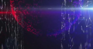 Animation of moving shapes on black background. Global business and digital interface concept digitally generated video.