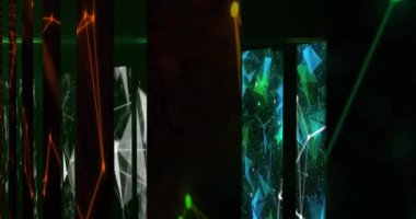 Siyah arkaplanda hareket eden şekillerin animasyonu. Küresel iş ve dijital arayüz kavramı dijital olarak oluşturulmuş video.