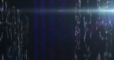 Siyah arkaplanda hareket eden şekillerin animasyonu. Küresel iş ve dijital arayüz kavramı dijital olarak oluşturulmuş video.
