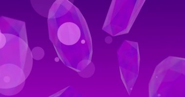 Animation of shapes and spots moving over purple background. Abstract background and pattern concept digitally generated video.