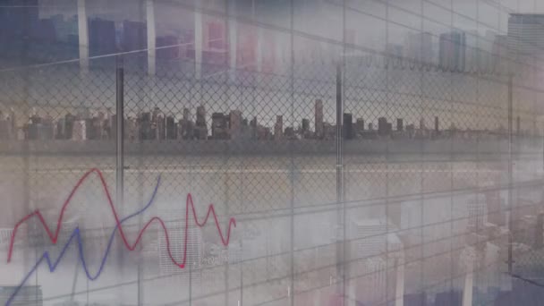 Animation Lines Statistics Data Processing Cityscape Global Business Finance Computing — Stock videók