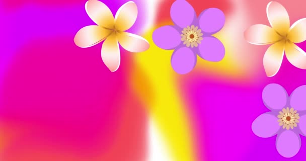 Анимация Цветочных Икон Красочном Фоне Абстрактный Фон Концепция Шаблона Цифрового — стоковое видео