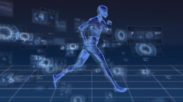 Animation Data Processing Human Body Running Global Sports Fitness Computing — Vídeo de Stock