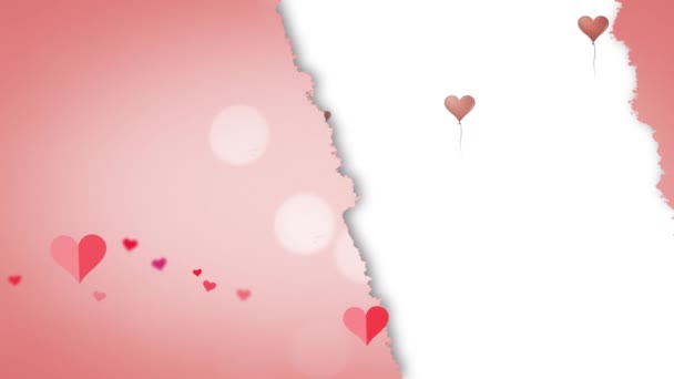 ピンクの背景に赤いハートのアニメーション バレンタインデーとお祝いのコンセプトデジタル生成ビデオ — ストック動画