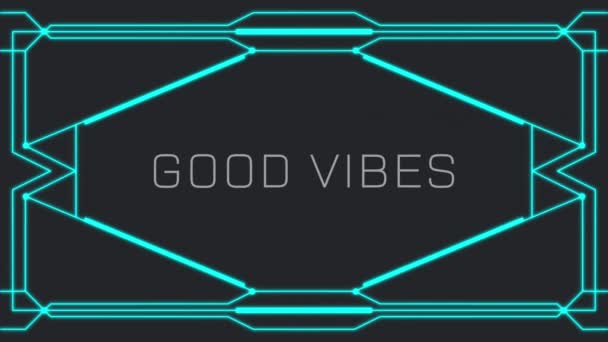 Animation Good Vibes Text Shapes Black Background Abstract Background Pattern — Vídeo de Stock