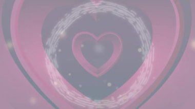 Animation of be mine text over moving hearts and circles. valentine's day and celebration concept digitally generated video.