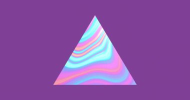 Animation of triangle over moving colourful background. Abstract background and pattern concept digitally generated video.