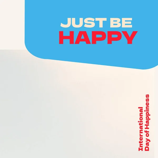 Composition Just Happy International Day Happiness Text Grey Background International — Foto de Stock