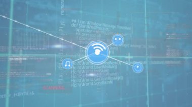 Veri işleme üzerinden bağlantı ağının animasyonu. küresel iş ve dijital arayüz kavramı dijital olarak oluşturulmuş video.