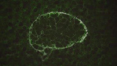 Animation of shapes and brain over black background. Abstract background and digital interface concept digitally generated video.