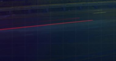 Animation of financial data processing over cars on street. Global business, finances and digital interface concept digitally generated video.