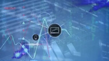 Animation of network of connections over data processing. Global business and digital interface concept digitally generated video.