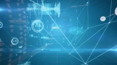Animation of data processing over network of connections and 6g text. Global business and digital interface concept digitally generated video.