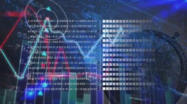 Dünya üzerinde veri işleme animasyonu. küresel iş ve dijital arayüz kavramı dijital olarak oluşturulmuş video.