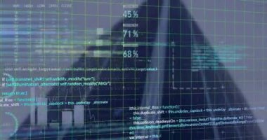 Animation of statistics and data processing. Global business, finance, computing, digital interface and data processing concept digitally generated video.