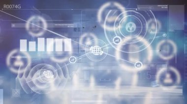 Animation of data processing over network of connections. Global business and digital interface concept digitally generated video.