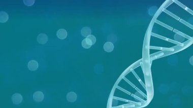 Animation of data processing and dna strand. Global science, computing and data processing concept digitally generated video.