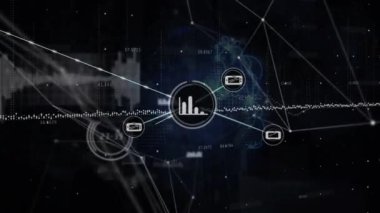Veri işleme üzerinden bağlantı ağının animasyonu. küresel iş ve dijital arayüz kavramı dijital olarak oluşturulmuş video.