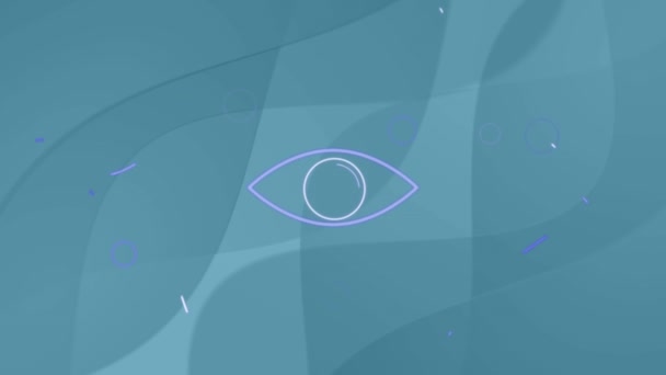 Animation Lines Moving Eye Circles Blue Background Digitally Generated Hologram — Vídeo de stock