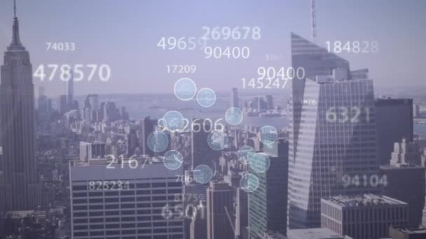 Анимация Обработки Данных Сетью Соединений Городскому Пейзажу Глобальный Бизнес Финансы — стоковое видео
