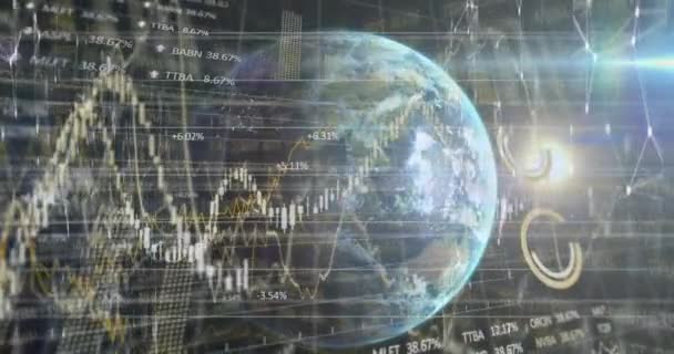 Global Technology Concept Data Processing Occurring Computers All World Global — Vídeo de Stock
