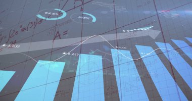 Okul defterindeki matematiksel denklemler üzerinden finansal verilerin resmi. öğrenim ve matematik eğitim kavramı dijital olarak oluşturulmuş görüntü.