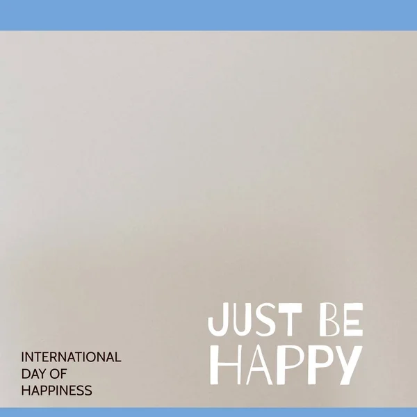 Composition International Day Happiness Text Just Happy Text Grey Background — Foto de Stock