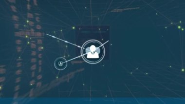 Animation of network of connections over media icons and data processing. Global business and digital interface concept digitally generated video.