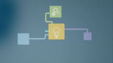 Animation of media icons over blurred background. Global business and digital interface concept digitally generated video.