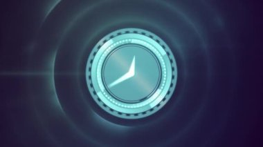 Animation of clock moving fast and data processing over circles. Global business and data processing concept digitally generated video.