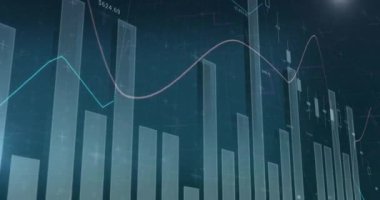 Animation of financial data processing and statistics. Global business, finance, computing, digital interface and data processing concept digitally generated video.