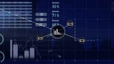 Animation of network of connections over data processing. Global business and digital interface concept digitally generated video.