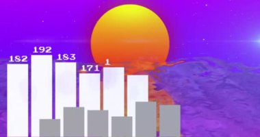 Animation of data processing over numbers and statistics. Global computing, digital interface and data processing concept digitally generated video.
