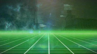 Animation of grid and data processing. Global computing, digital interface and data processing concept digitally generated video.