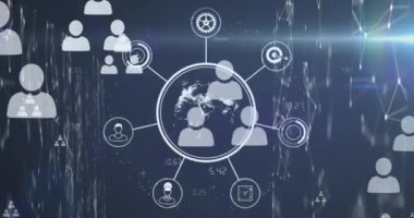 Animation of globe with network of connections with data processing. Global connections, networks and data processing concept digitally generated video.