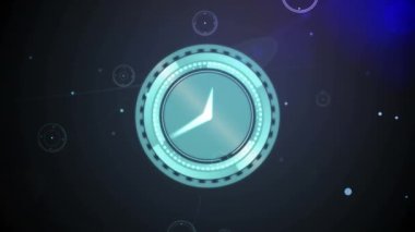 Animation of clock over network of connections. Global networks, finance, business and data processing concept digitally generated video.
