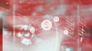 Animation of network of connections over data processing. Global technology, computing and digital interface concept digitally generated video.