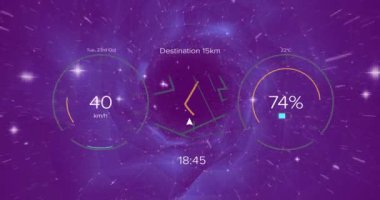 Animation of data processing over scopes scanning. Global computing, digital interface and data processing concept digitally generated video.
