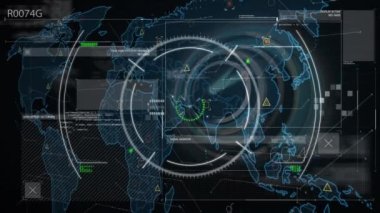 A simulation of online security, digital interface and data processing concept. Global communication and data security concept digitally generated video.