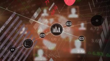 Animation of network of connections over data processing. Global technology, computing and digital interface concept digitally generated video.