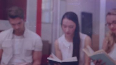 Animation of network of connections over businesswomen in meeting. Global business, finance, computing and data processing concept digitally generated video.
