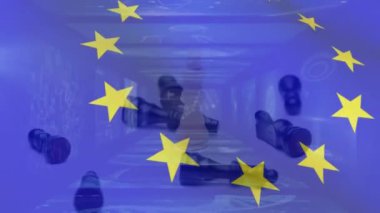 Animation of data processing over eu flag. Global business, patriotism and digital interface concept digitally generated video.