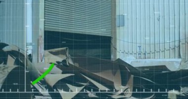 Animation of data processing over rubbish dump. Global business, ecology and digital interface concept digitally generated video.