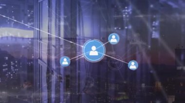 Sunucu odasındaki bağlantı ağının animasyonu. küresel iş ve dijital arayüz kavramı dijital olarak oluşturulmuş video.