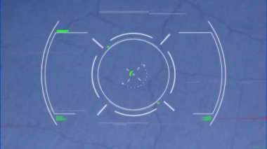 Animation of data processing with scope scanning over interference on broken background. Global business and digital interface concept digitally generated video.